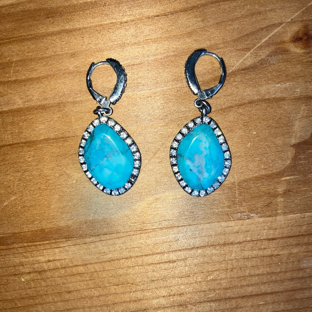 Turquoise and Silver Drop Earrings